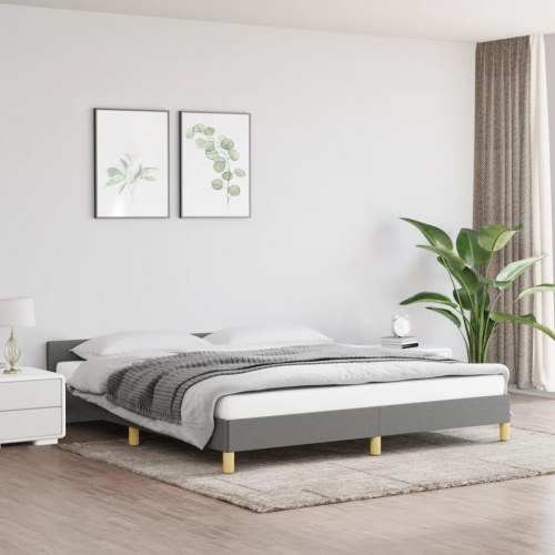 Sengeramme med sengegavl 160x200 cm - stof, mørkegrå