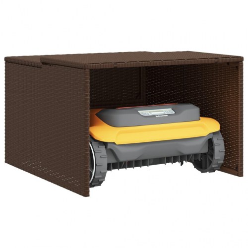 Garage til robotplæneklipper i polyrattan - 86×90×52/57 cm, brun