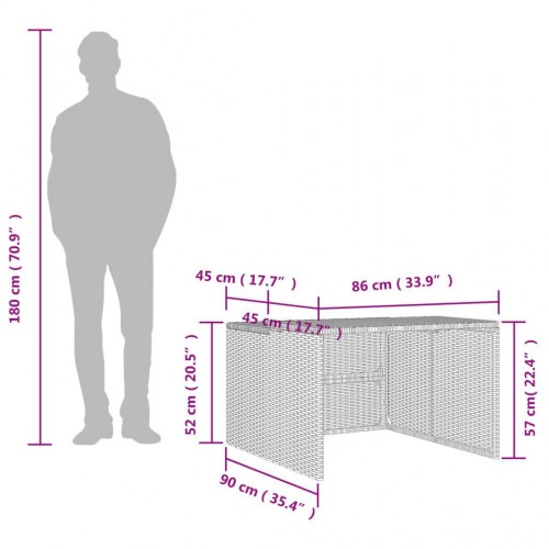 Garage til robotplæneklipper i polyrattan - 86×90×52/57 cm, brun