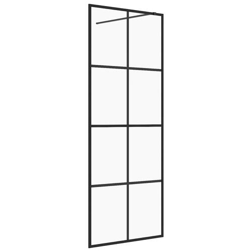 Brusevæg 80x195 cm klart sikkerhedsglas sort