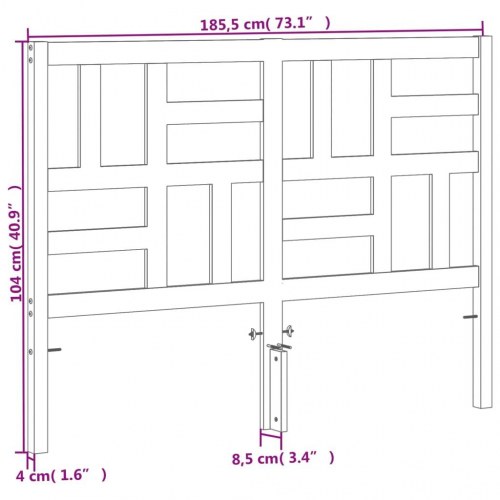 Sengegavl 180 cm i massivt fyrretræ - gyldenbrun