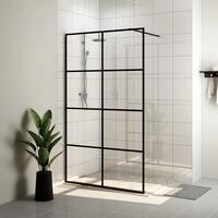 Brusevæg 90x195 cm klart sikkerhedsglas sort