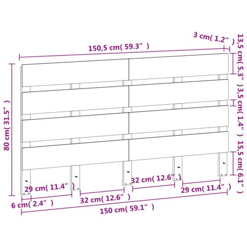 Sengegavl 150 cm i massivt fyrretræ - gyldenbrun