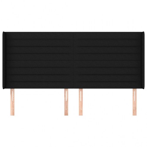 Sengegavl med kanter 183 x 16 x 118/128 cm - sort