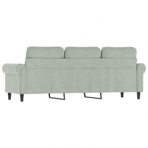 3-personers sofa i velour - lysegrå, sædebredde 180 cm