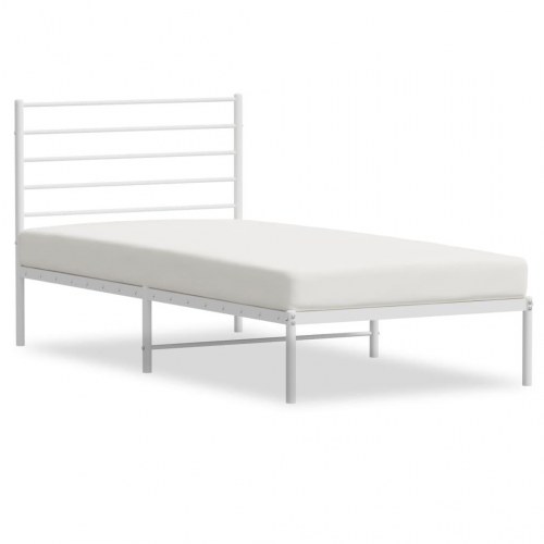 Sengeramme med sengegavl 100×200 cm - metal, hvid