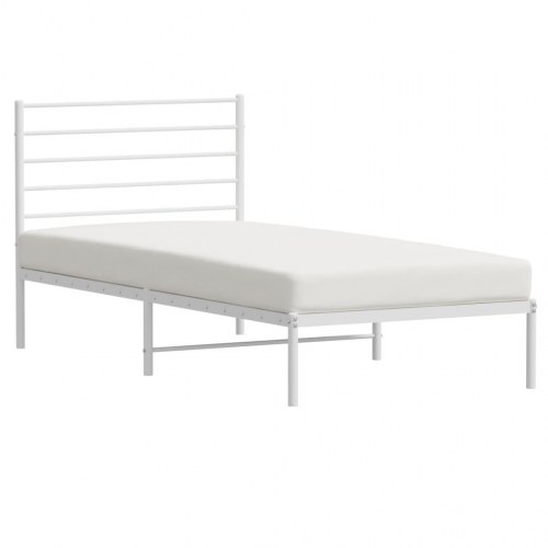 Sengeramme med sengegavl 100×200 cm - metal, hvid