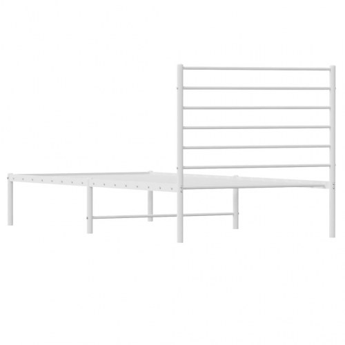 Sengeramme med sengegavl 100×200 cm - metal, hvid