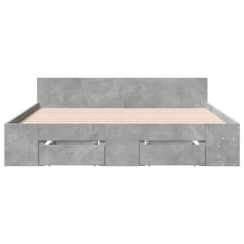 Sengeramme med skuffer 140x200 cm konstrueret træ betongrå