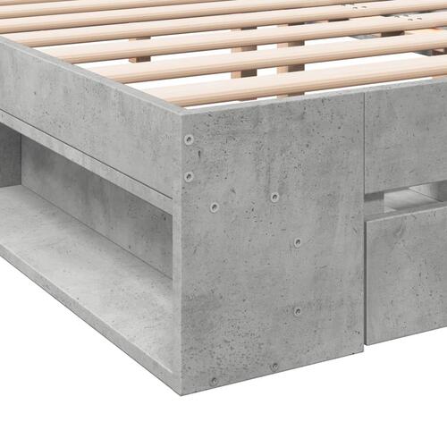 Sengeramme med skuffer 140x200 cm konstrueret træ betongrå