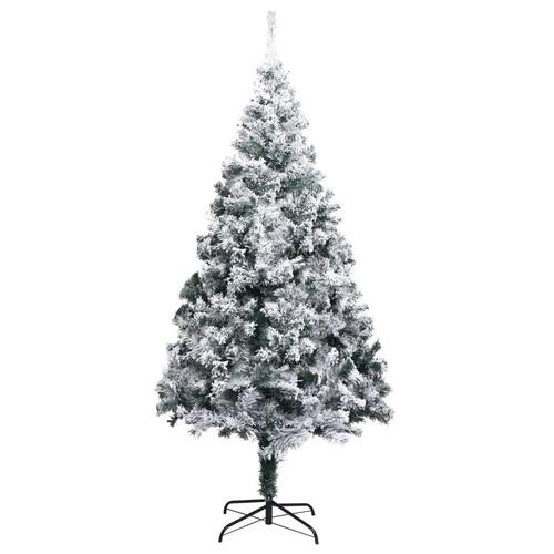 Kunstigt juletræ med LED og kuglesæt + puddersne 400 cm grøn