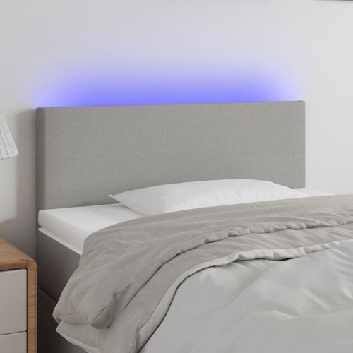 Sengegavl med LED-lys - lysegrå, 80 x 5 x 78/88 cm