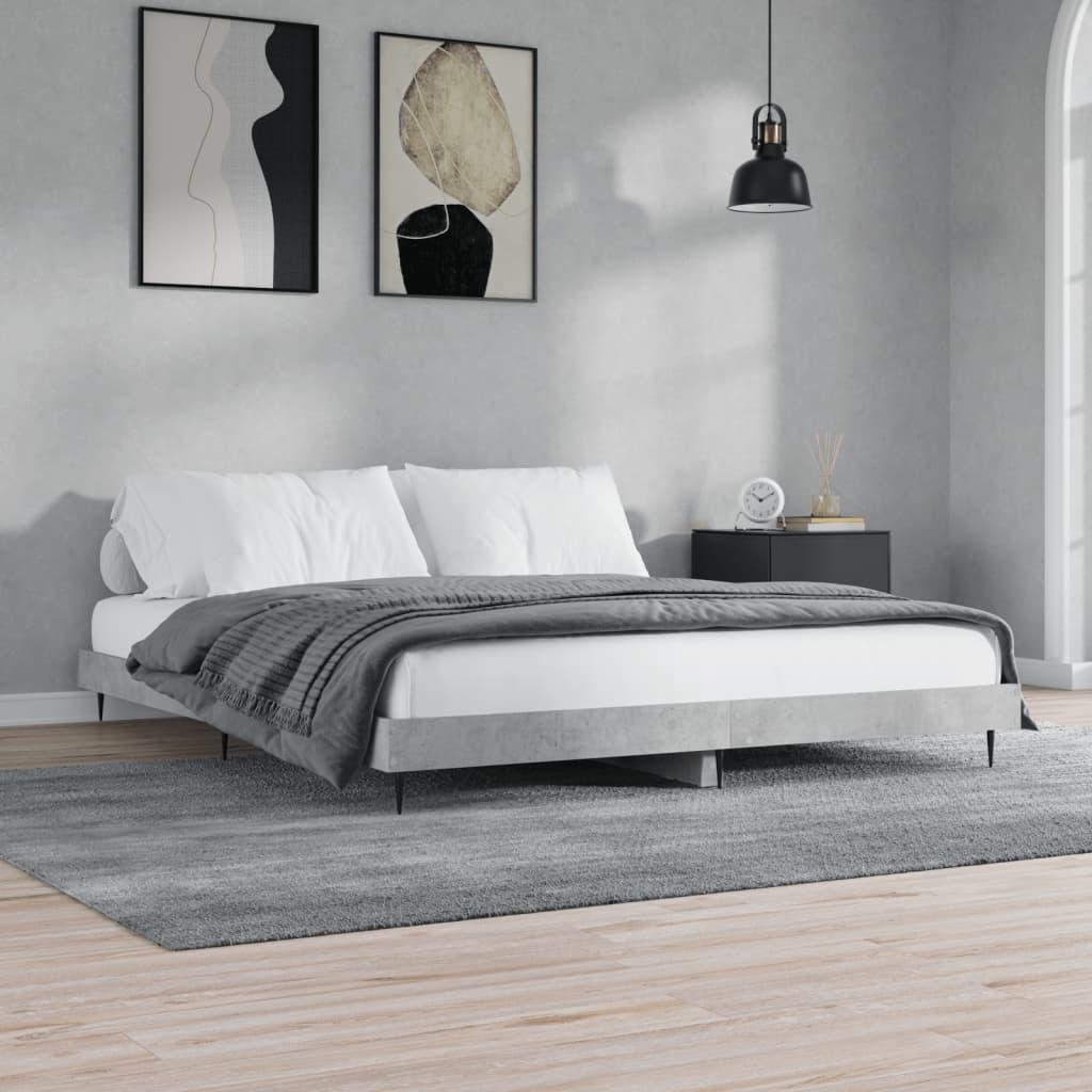 Sengestel Massivt Træ - Betongrå / 160 x 200 cm