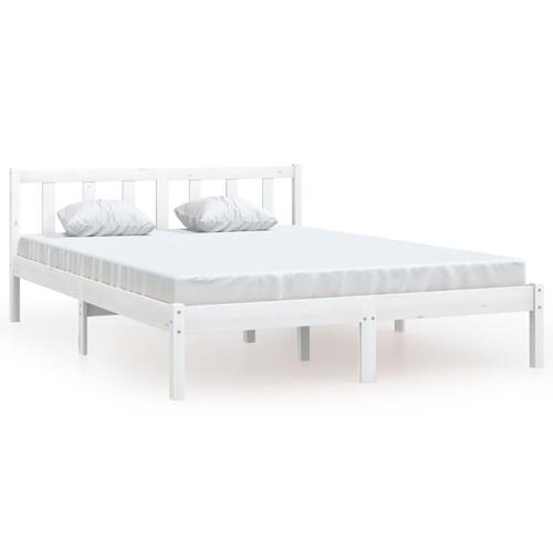Sengeramme 160x200 cm massivt fyrretræ hvid