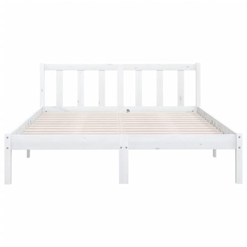 Sengeramme 160x200 cm massivt fyrretræ hvid