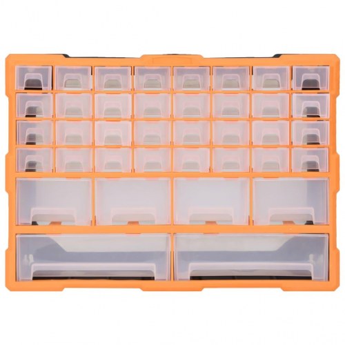 Skuffereol med 38 skuffer - orange/sort 52×16×37,5 cm