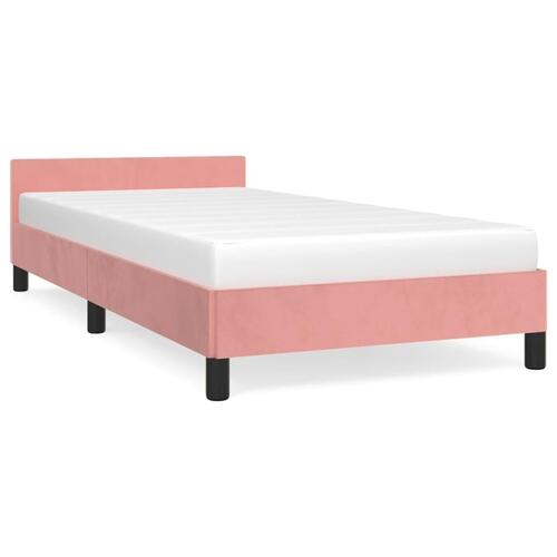 Sengeramme med hovedgærde uden madras Pink 80x200 cm Fløjl