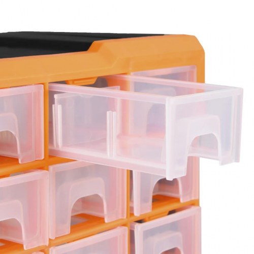Skuffereol med 38 skuffer - orange/sort 52×16×37,5 cm