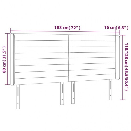 Sengegavl med kanter 183 x 16 x 118/128 cm - gråbrun