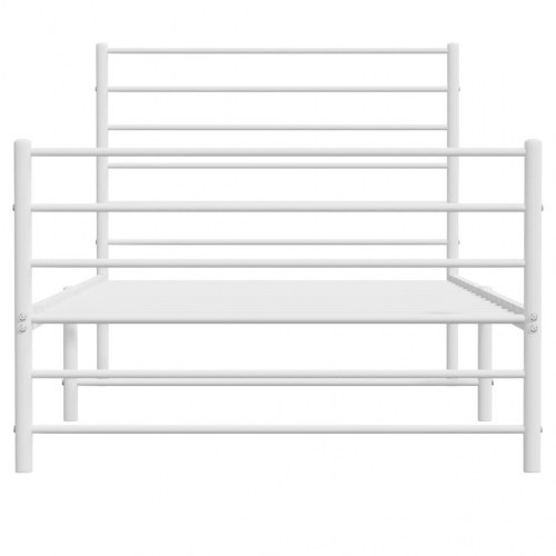 Sengeramme med sengegavl og fodgærde 90x200 cm metal hvid