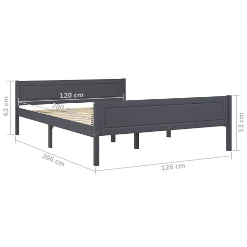 Sengestel 120 x 200 cm i massivt fyrretræ - grå