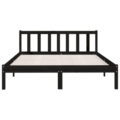 Sengestel 160x200 cm massivt fyrretræ sort