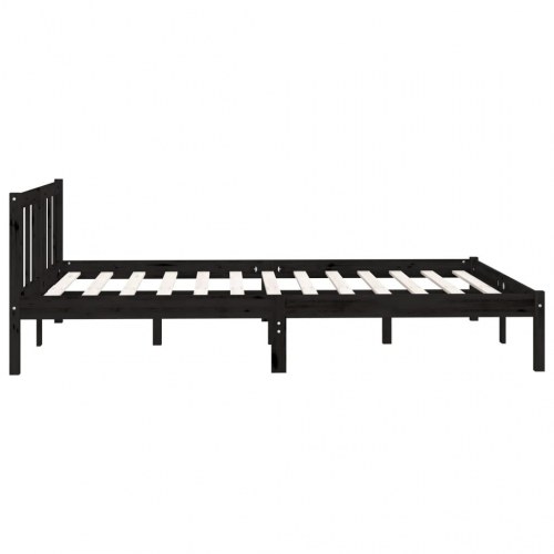 Sengestel 160x200 cm massivt fyrretræ sort