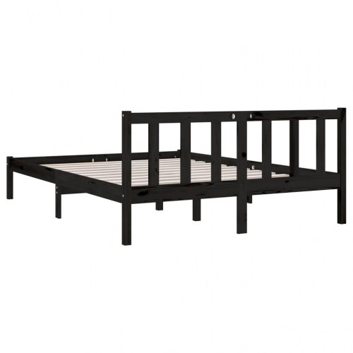 Sengestel 160x200 cm massivt fyrretræ sort