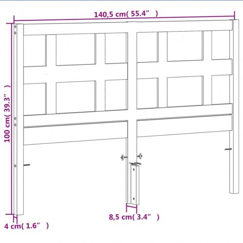 Sengegavl i massivt fyrretræ 135 cm - gyldenbrun