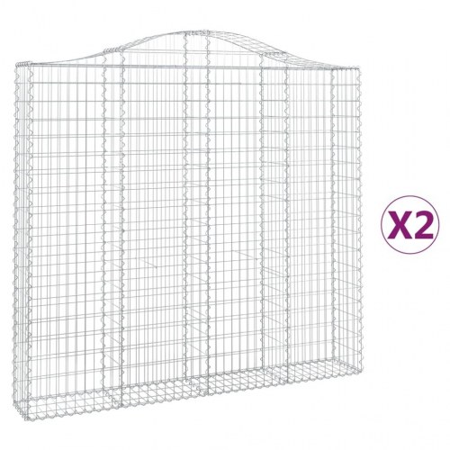 Buede gabionkurve - 2 stk. 200×30×180/200 cm i galvaniseret jern