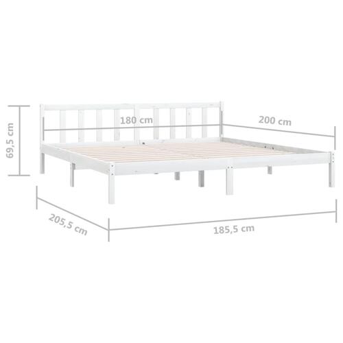 Sengeramme 180x200 cm Super King massivt fyrretræ hvid