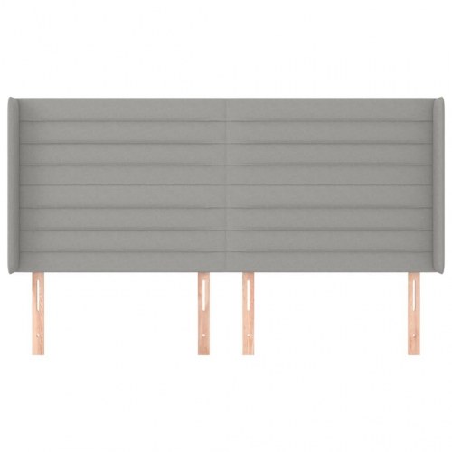 Sengegavl med kanter 203 x 16 x 118/128 cm - lysegrå