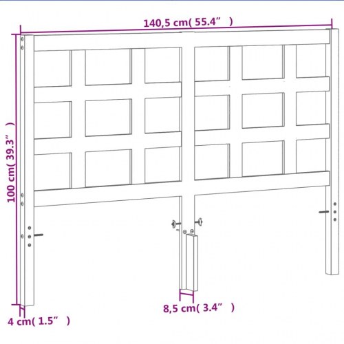 Sengegavl i massivt fyrretræ 135 cm - gyldenbrun