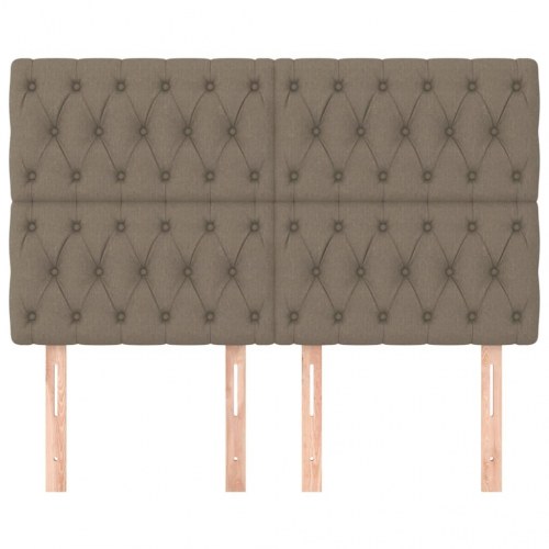Sengegavl i taupe stof 144 x 7 x 118/128 cm