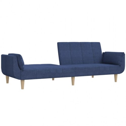 2-personers sovesofa med 2 puder stof blå