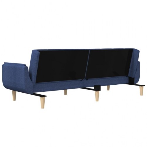 2-personers sovesofa med 2 puder stof blå