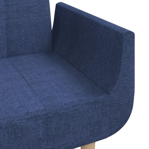 2-personers sovesofa med 2 puder stof blå