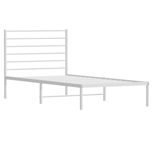 Sengeramme med sengegavl i metal - 107 × 203 cm, hvid