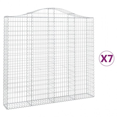 Buede gabionkurve 7 stk. 200x30x180/200 cm galvaniseret jern