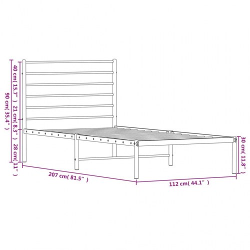 Sengeramme med sengegavl i metal - 107 × 203 cm, hvid