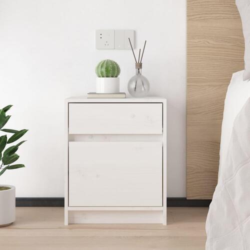 Sengeskabe 2 stk. 40x31x50 cm massivt fyrretræ hvid