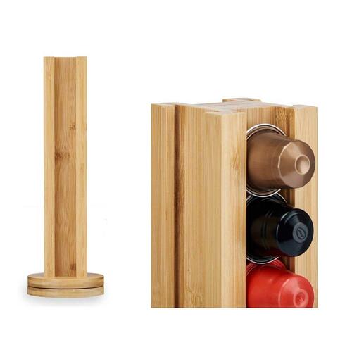 Stativ til 36 kaffe kapsler Roterende Bambus 11 x 11 x 34 cm (6 enheder)