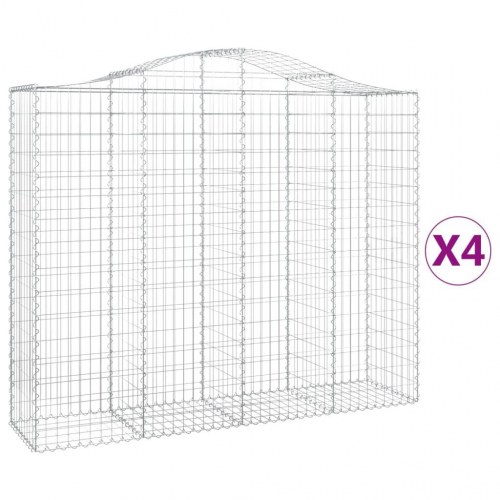 Buede gabionkurve - 4 stk. 200×50×160/180 cm i galvaniseret jern