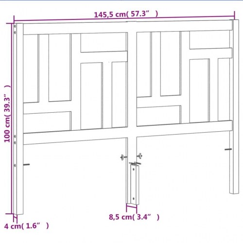 Sengegavl 140 cm massivt fyrretræ gyldenbrun