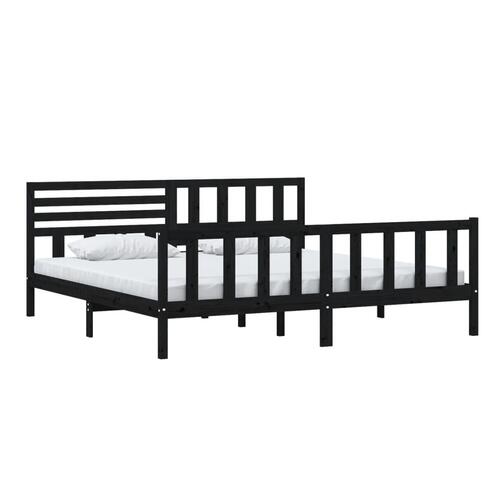 Sengeramme 200x200 cm massivt træ sort