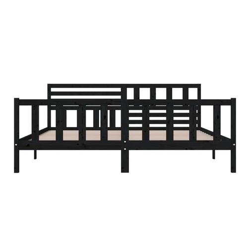 Sengeramme 200x200 cm massivt træ sort