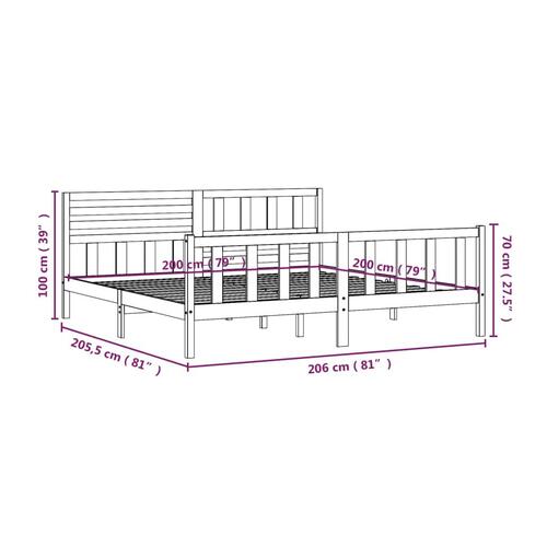 Sengeramme 200x200 cm massivt træ sort
