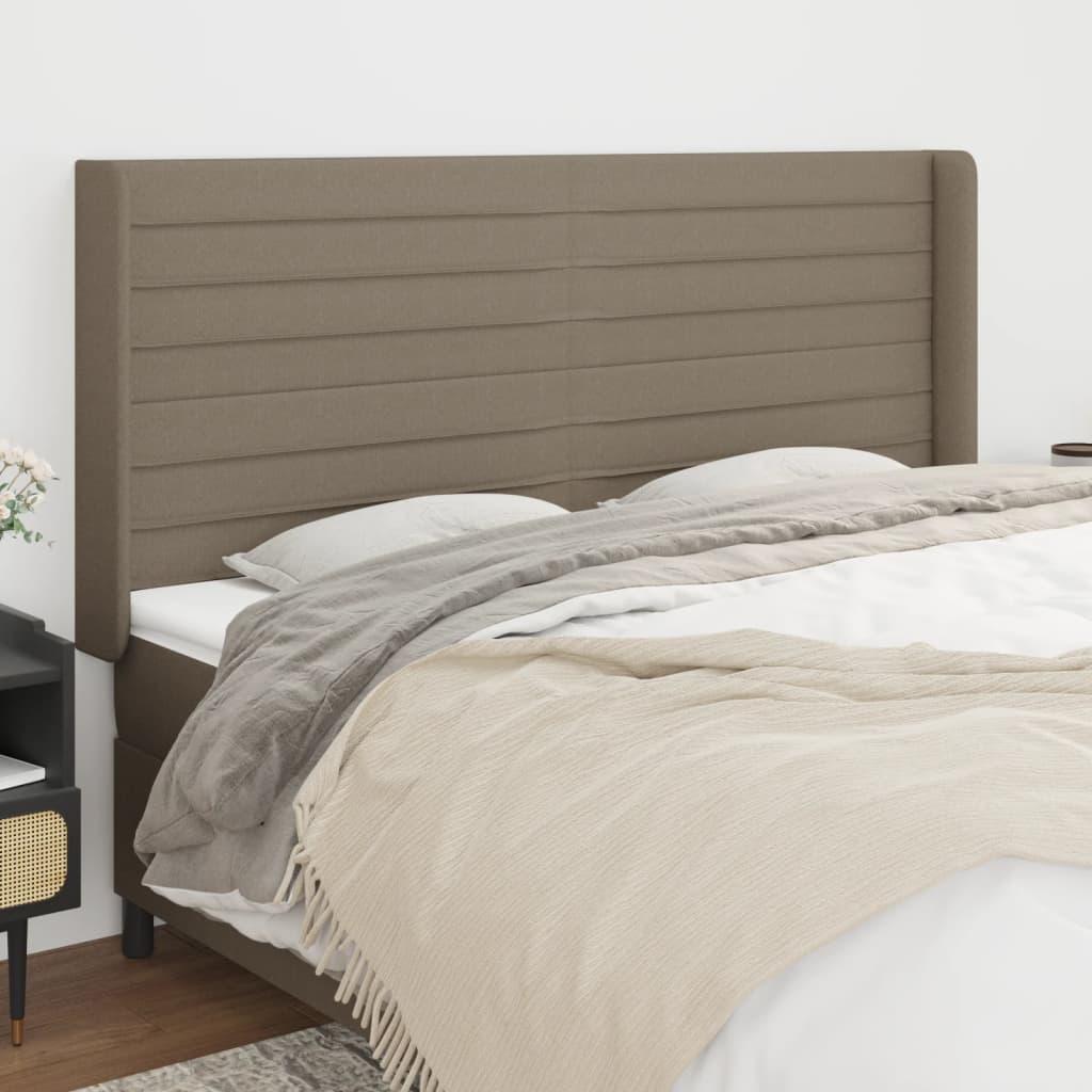 vidaXL sengegavl med kanter 203x16x118/128 cm stof gråbrun