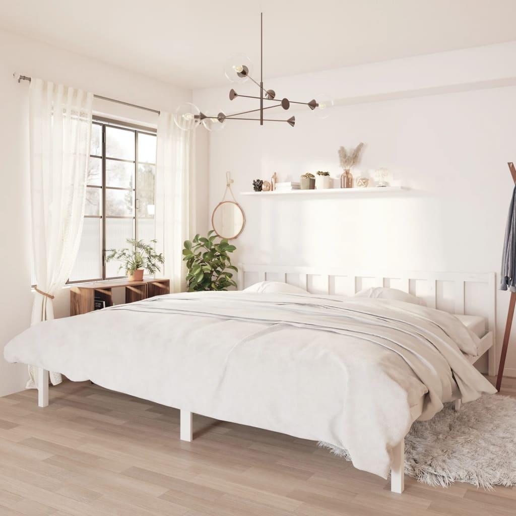 Sengestel 200x200 cm massivt fyrretræ hvid
