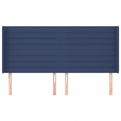 Sengegavl med kanter 203 x 16 x 118/128 cm - blå